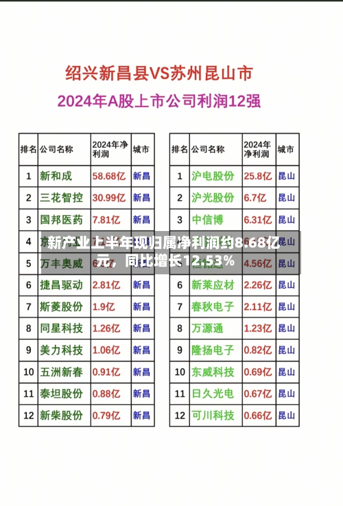 新产业上半年现归属净利润约8.68亿元，同比增长12.53%-第1张图片