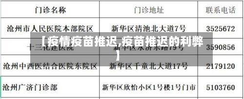 【疫情疫苗推迟,疫苗推迟的利弊】-第1张图片