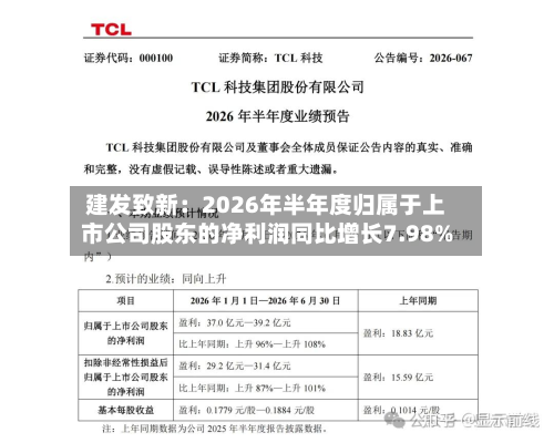 建发致新:2026年半年度归属于上市公司股东的净利润同比增长7.98%-第1张图片