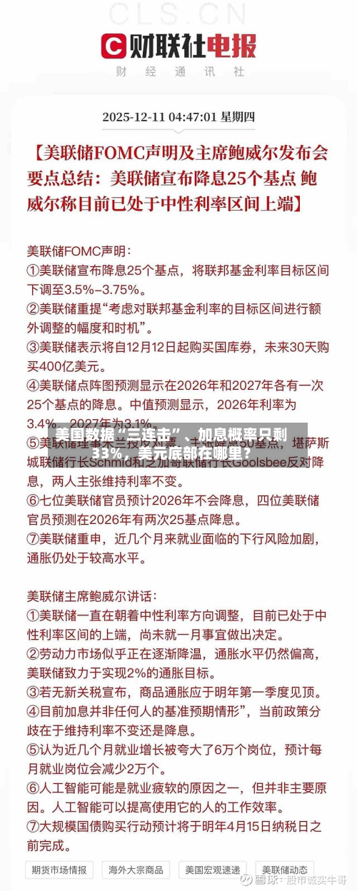 美国数据“三连击”、加息概率只剩33%，美元底部在哪里？-第1张图片