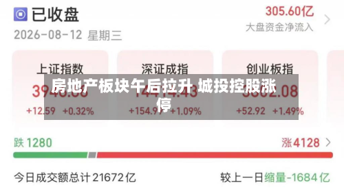 房地产板块午后拉升 城投控股涨停-第1张图片