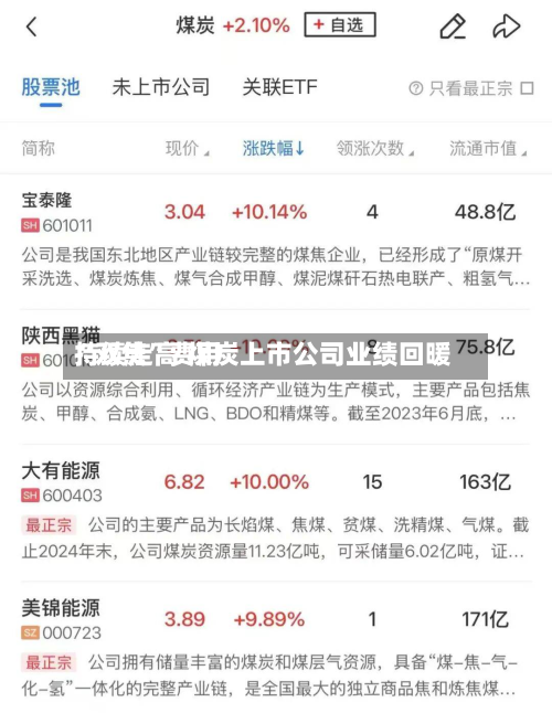 “双焦	”费用持续走高 煤炭上市公司业绩回暖-第2张图片