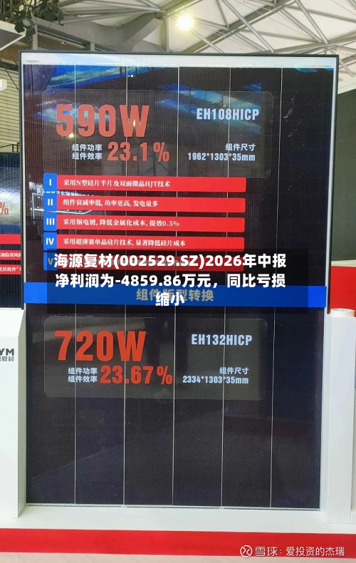 海源复材(002529.SZ)2026年中报净利润为-4859.86万元	，同比亏损缩小-第1张图片