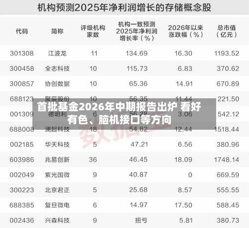 首批基金2026年中期报告出炉 看好有色、脑机接口等方向-第1张图片