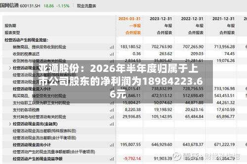亚通股份：2026年半年度归属于上市公司股东的净利润为18984223.66元-第1张图片